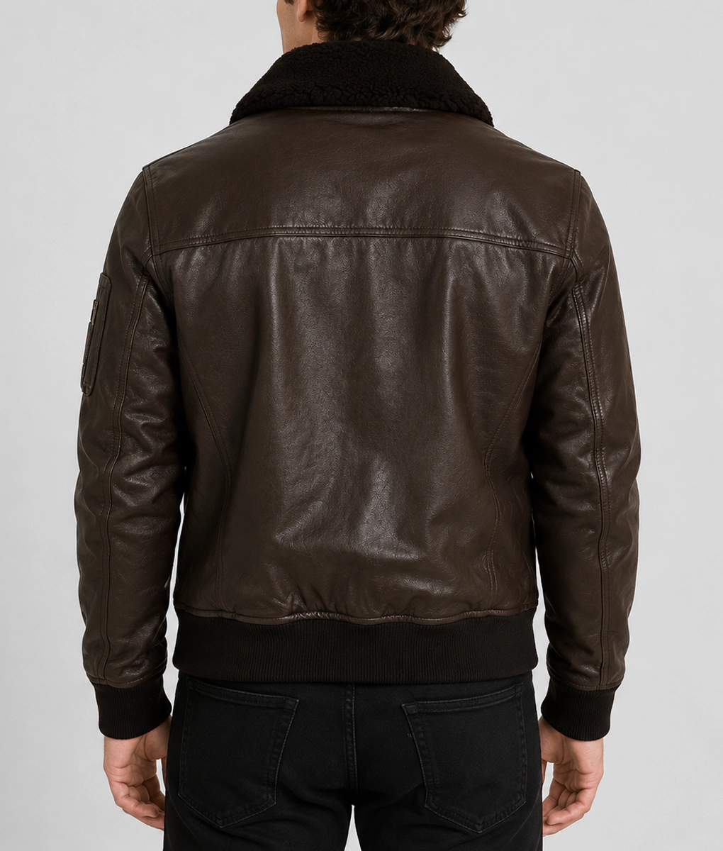 Men&rsquo;s Burito Brown Aviator Jacket - Back