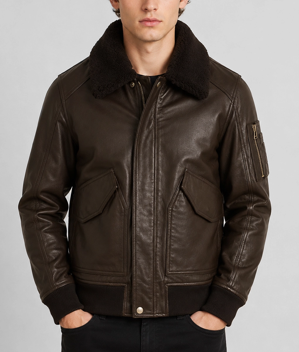 Men&rsquo;s Burito Brown Aviator Jacket - Front