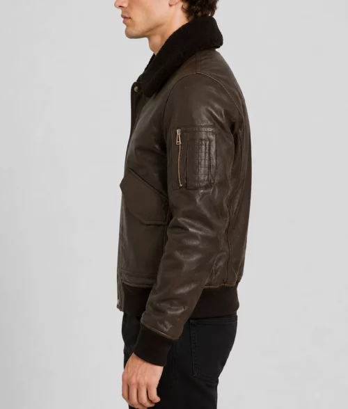 Men&rsquo;s Burito Brown Aviator Jacket - Side