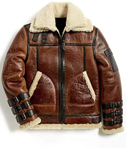 Men’s Double Collar Aviator Leather Jacket