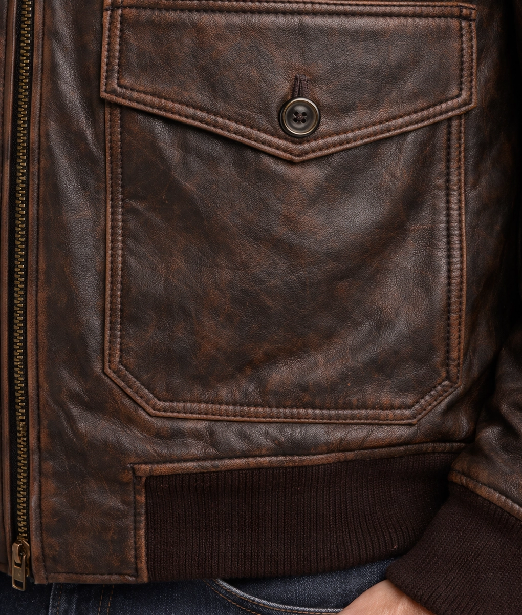 US Navy G-1 Brown Aviator Leather Jacket | Men's US Navy G-1 Brown Aviator Leather Jacket-2