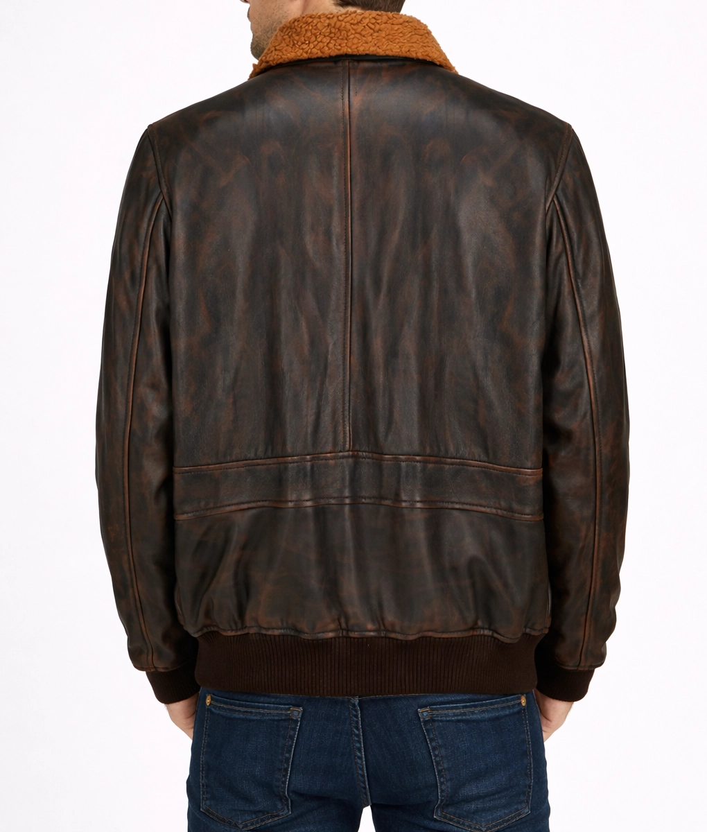 US Navy G-1 Brown Aviator Leather Jacket | Men's US Navy G-1 Brown Aviator Leather Jacket-4