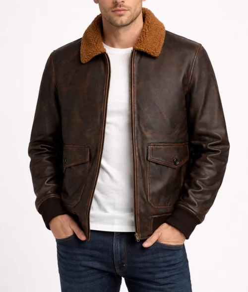 US Navy G-1 Brown Aviator Leather Jacket | Men's US Navy G-1 Brown Aviator Leather Jacket-1