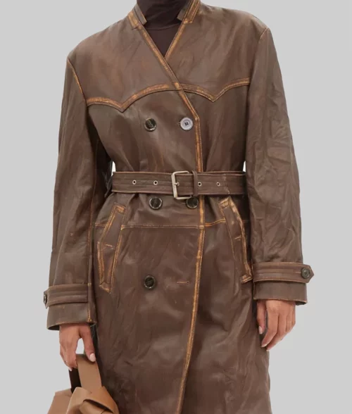 Kylie Jenner Distressed Leather Coat
