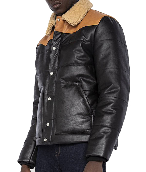 Mens Puffer Leather Jacket