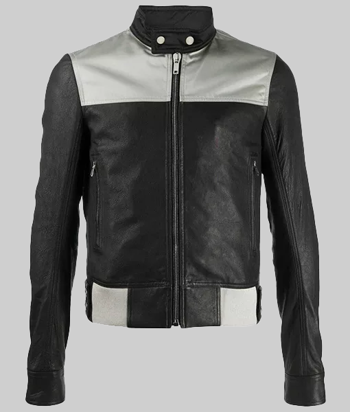 Mens Slim Fit Biker Leather Jacket-FrontView