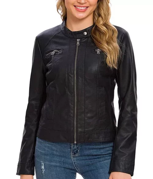 Womens Black leather Jacket