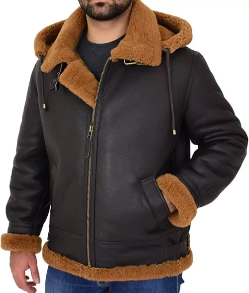 TLC Fashion Men's Leather Jacket with Hood - Stylish Leather Bomber Jacket for Men