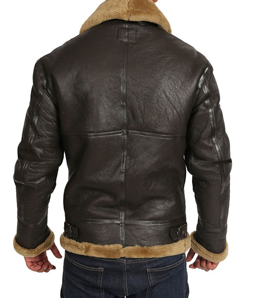 Men's Genuine Brown B3 Bomber Jacket | Faux Shearling Jacket