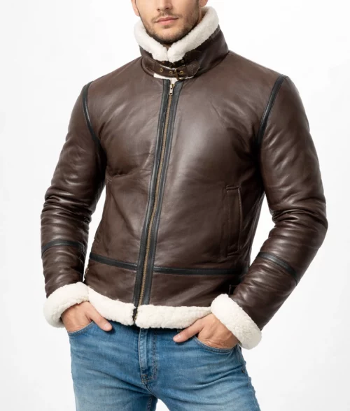 R.A.F Maximus Brown B3 Bomber Jacket - Front View