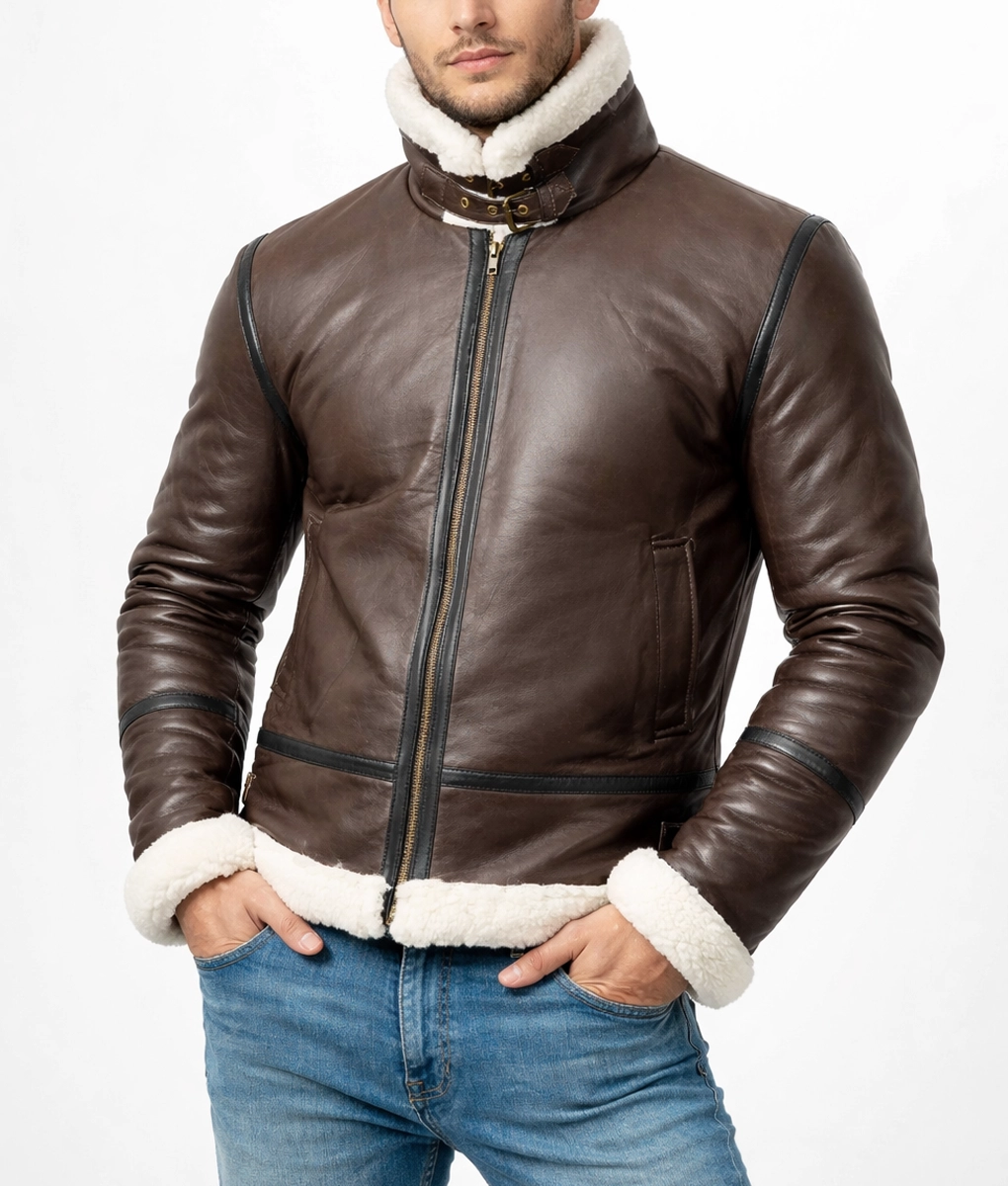 R.A.F Maximus Brown B3 Bomber Jacket - Front View