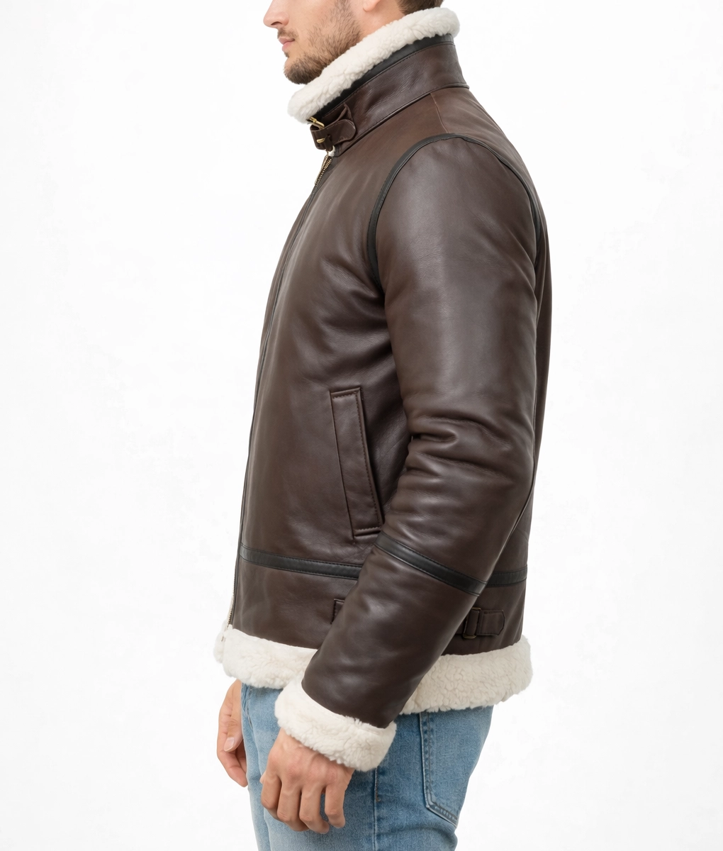 R.A.F Maximus Brown B3 Bomber Jacket - Side View