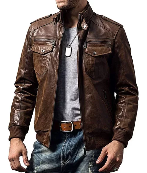 Adam Brown Motorcycle Leather Jacket