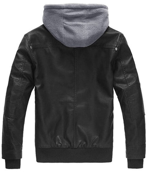 Arnoldo Black Leather Hooded Jacket