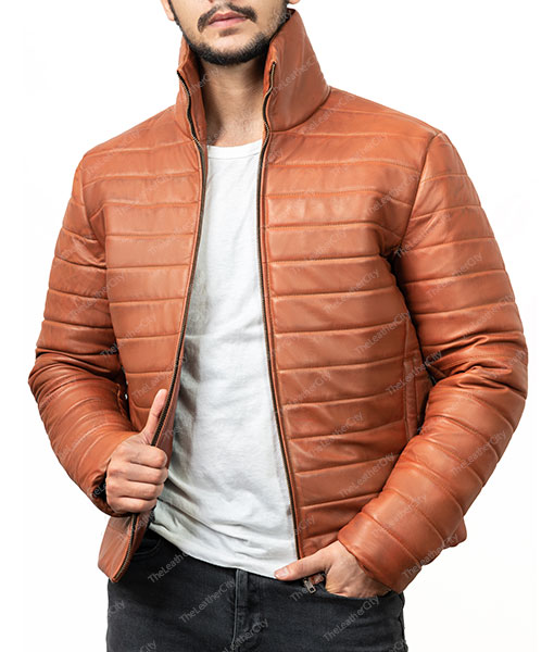 Bart Brown Leather Puffer Jacket