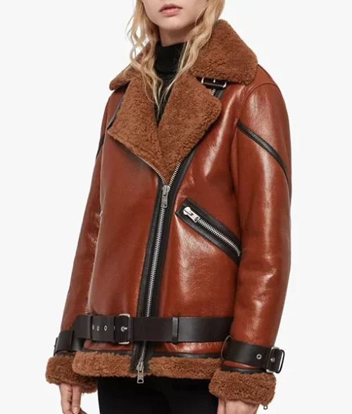 Blanche Rusty Brown Oversized Shearling Jacket