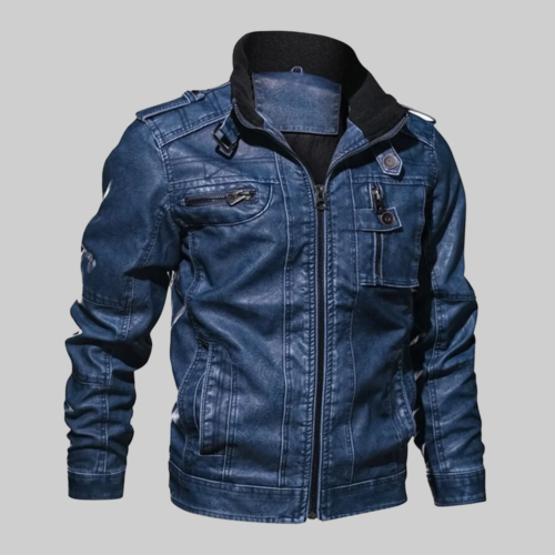 Butler Classic Blue Leather Jacket-SideView