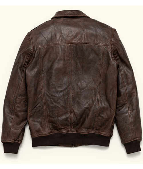 Choco Brown Leather Bomber Jacket