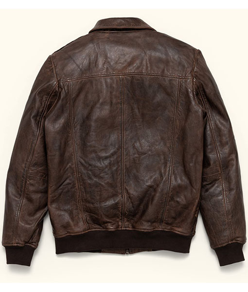 Choco Brown Leather Bomber Jacket