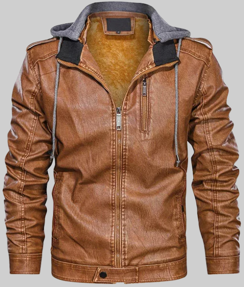 David Vintage Brown Leather Jacket-FrontVIew