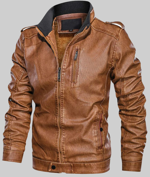 David Vintage Brown Leather Jacket-SideView1