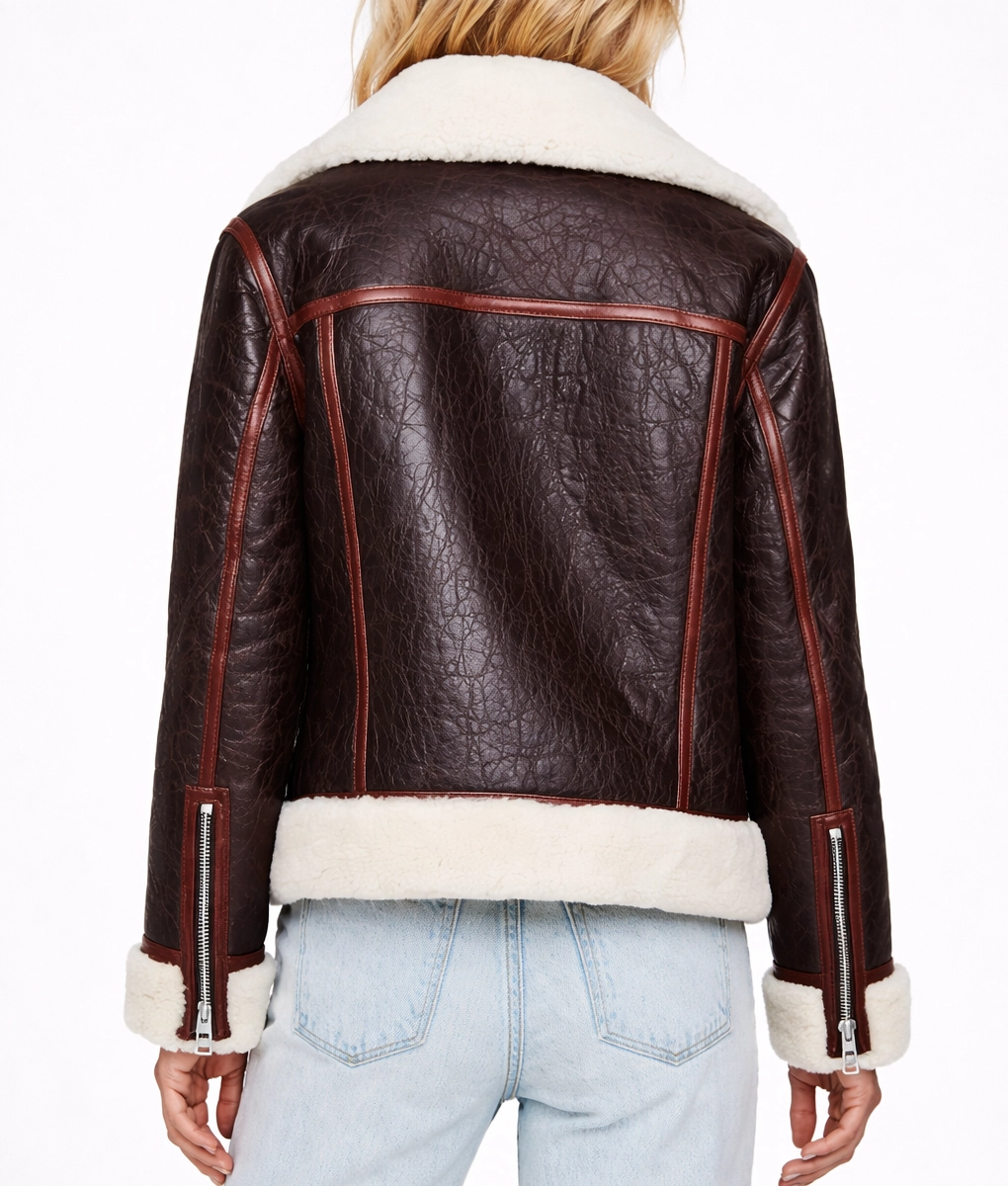 Elinor Choco Brown Shearling Jacket - Back