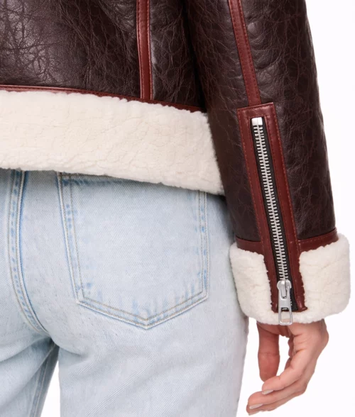 Elinor Choco Brown Shearling Jacket - Cuffs