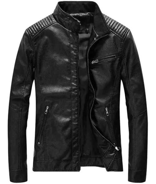 James Black Slim Fit Leather Jacket
