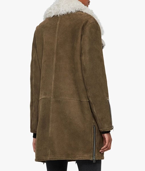 Janet Shearling Longline Aviator Coat