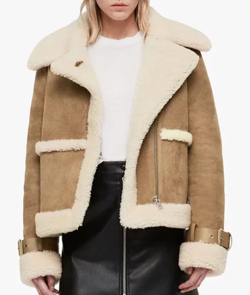 Jessica Brown Suede Leather Jacket