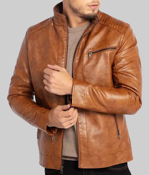 Men's Marshall Brown Leather Jacket-FrontView2