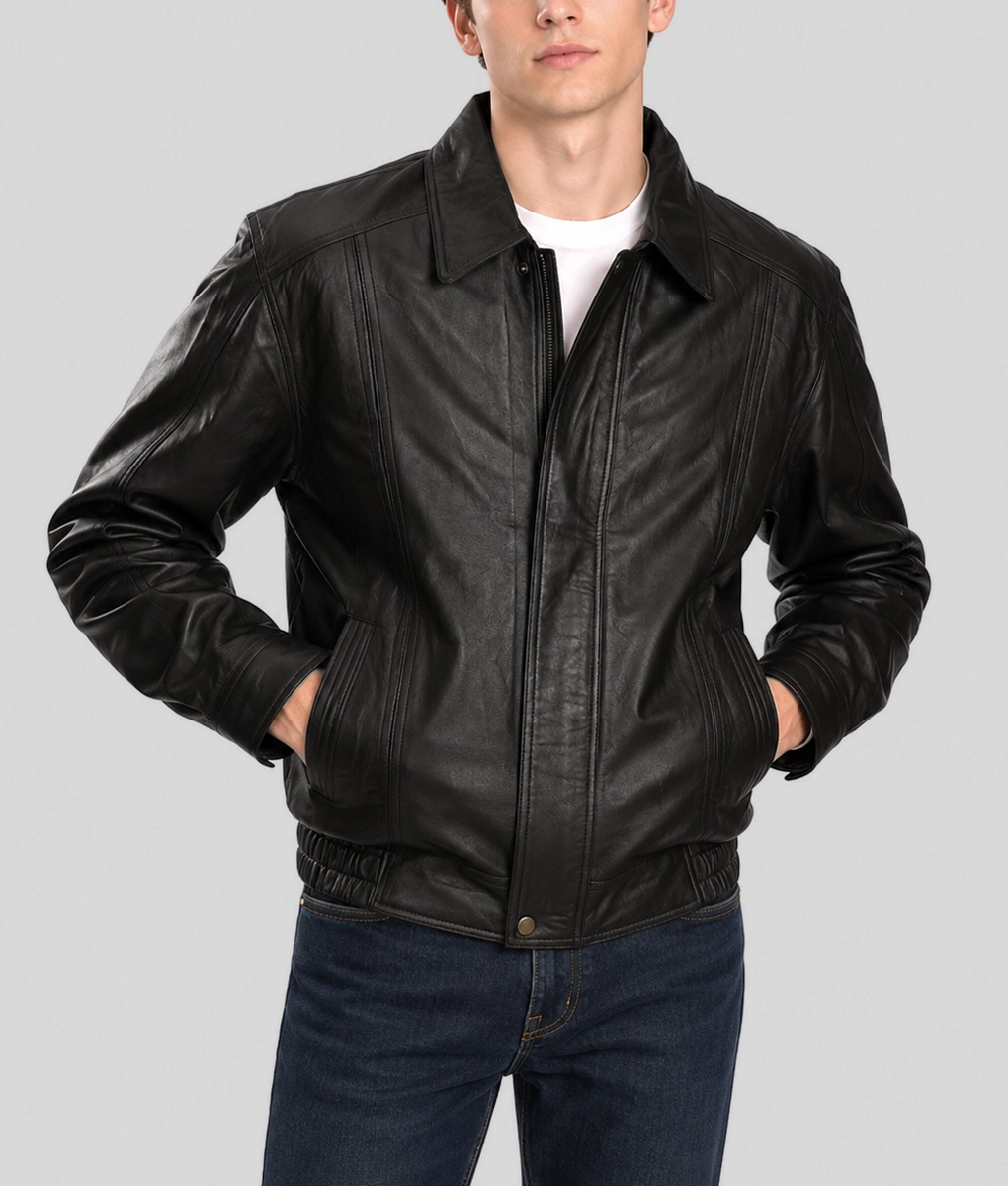 Newton Black Premium Leather Jacket - Front