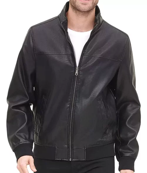 Patrick Black Leather Bomber Jacket