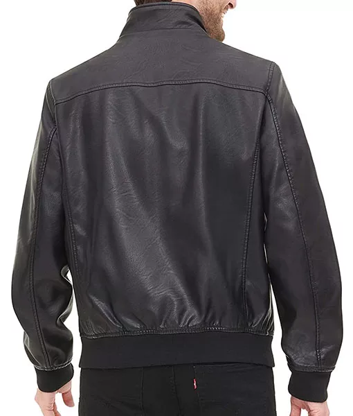 Patrick Black Leather Bomber Jacket