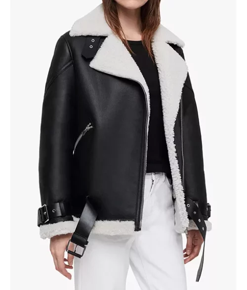 Patty Black Shearling Leather Jacket