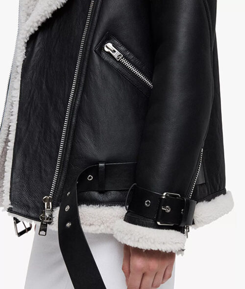 Patty Black Shearling Leather Jacket