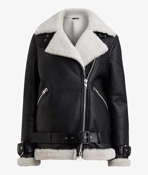 Patty Black Shearling Leather Jacket