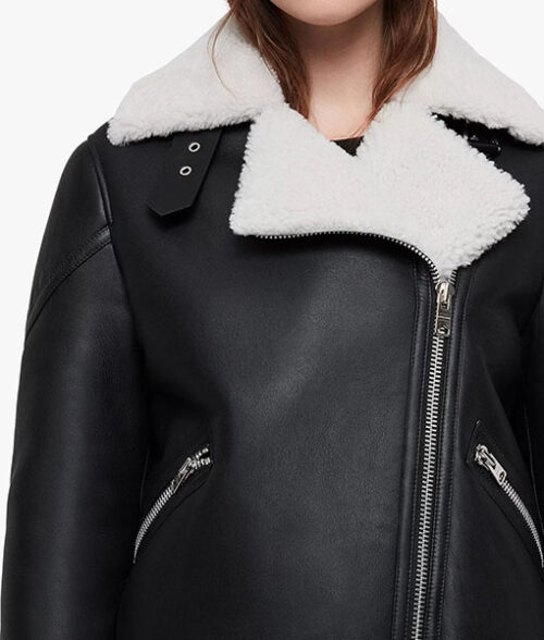 Patty Black Shearling Leather Jacket