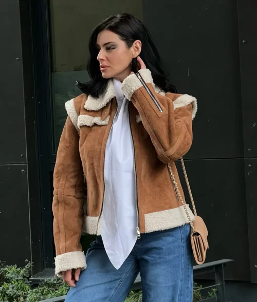 Shawna Suede Shearling Aviator Jacket (1)