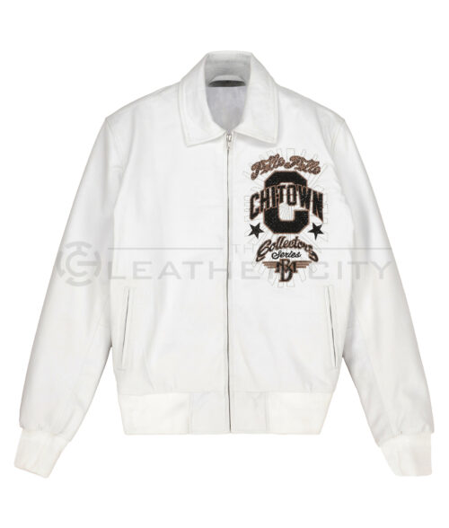 Pelle Pelle Chi-Town White Leather Jacket - Chi-Town Jacket | Men's Leather Jacket - Front View