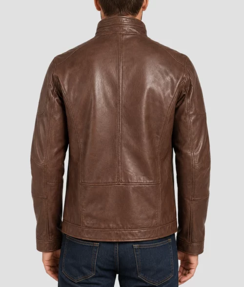 Jimmy Brown Leather Jacket - Back