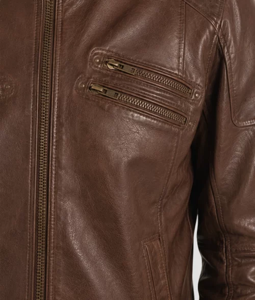 Jimmy Brown Leather Jacket - Pocket