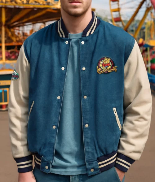 90s Xxxtentacion Winnie the Pooh Varsity Denim Jacket