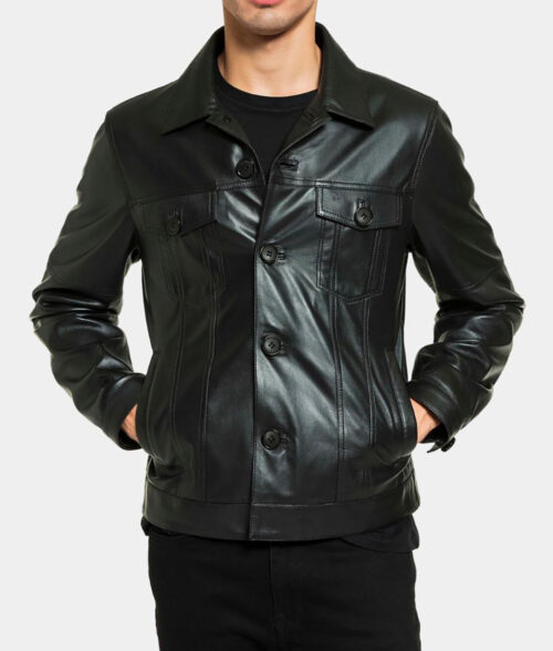 Elvis Black Jumpsuit - Elvis Presley Leather Suit | Men's Leather Suit - Front View