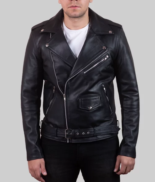 Craig Men's Double Rider Black Biker Leather Jacket
