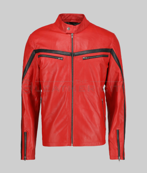 Lorenzo-Red-Stripped-Cafe-Racer-Jacket-FrontView