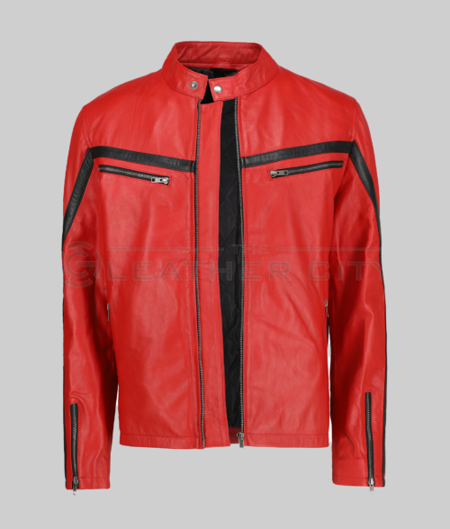 Lorenzo-Red-Stripped-Cafe-Racer-Jacket-FrontView2