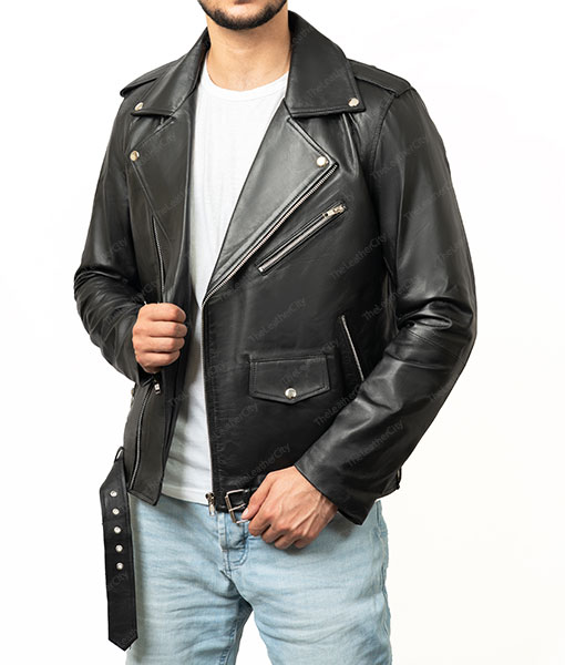 Men's Black Ebay Biker Leather Jacket