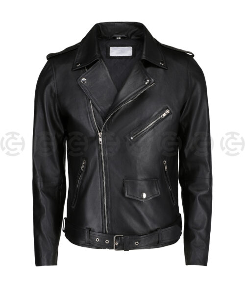 Men's Classic Black Biker Leather Jacket