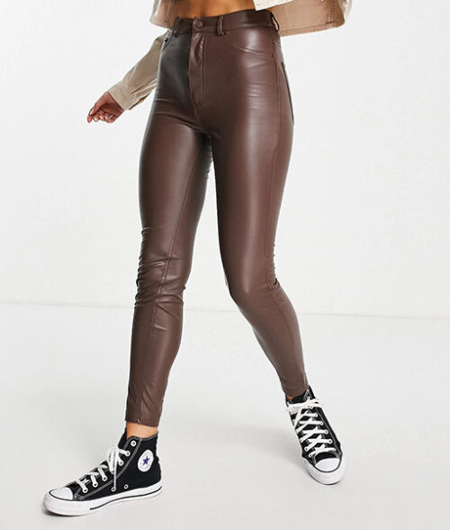 Womens Skinny Brown Leather Legging